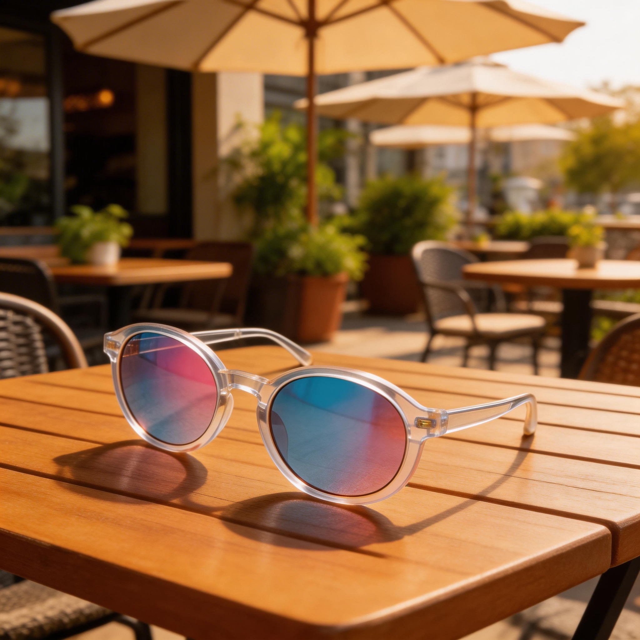 Trendy | Transparent Plastic Frame | Chic Outdoor Style | Perfect for Fashion Enthusiasts | Colorful Gradient Lenses