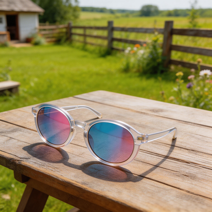 Trendy | Transparent Plastic Frame | Chic Outdoor Style | Perfect for Fashion Enthusiasts | Colorful Gradient Lenses