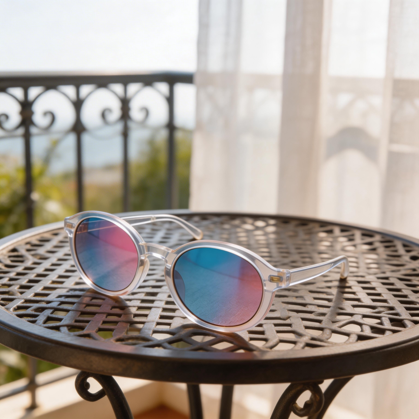 Trendy | Transparent Plastic Frame | Chic Outdoor Style | Perfect for Fashion Enthusiasts | Colorful Gradient Lenses