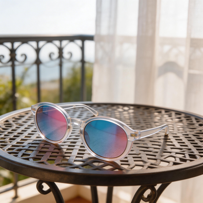 Trendy | Transparent Plastic Frame | Chic Outdoor Style | Perfect for Fashion Enthusiasts | Colorful Gradient Lenses