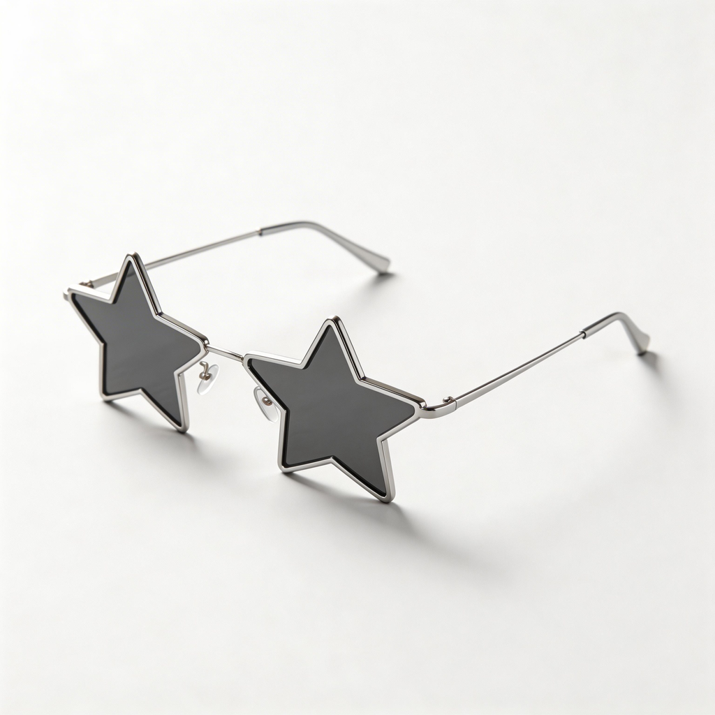✨ Trendy | Metal Frame | Fun & Bold Fashion | Perfect for Trendsetters | Star-Shaped Black Lenses