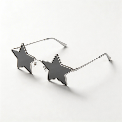 ✨ Trendy | Metal Frame | Fun & Bold Fashion | Perfect for Trendsetters | Star-Shaped Black Lenses