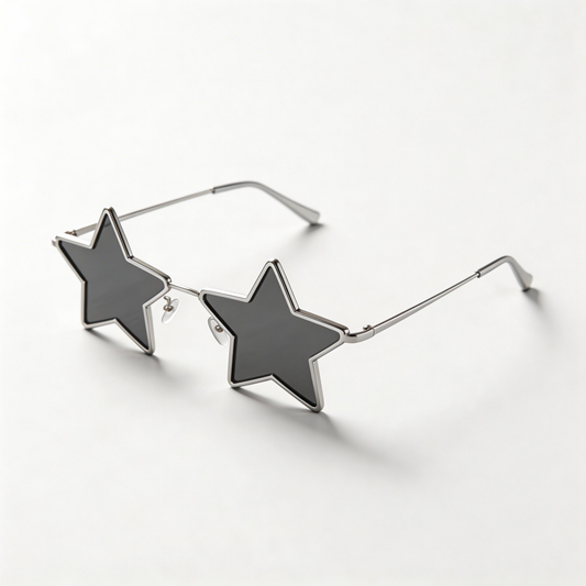 ✨ Trendy | Metal Frame | Fun & Bold Fashion | Perfect for Trendsetters | Star-Shaped Black Lenses