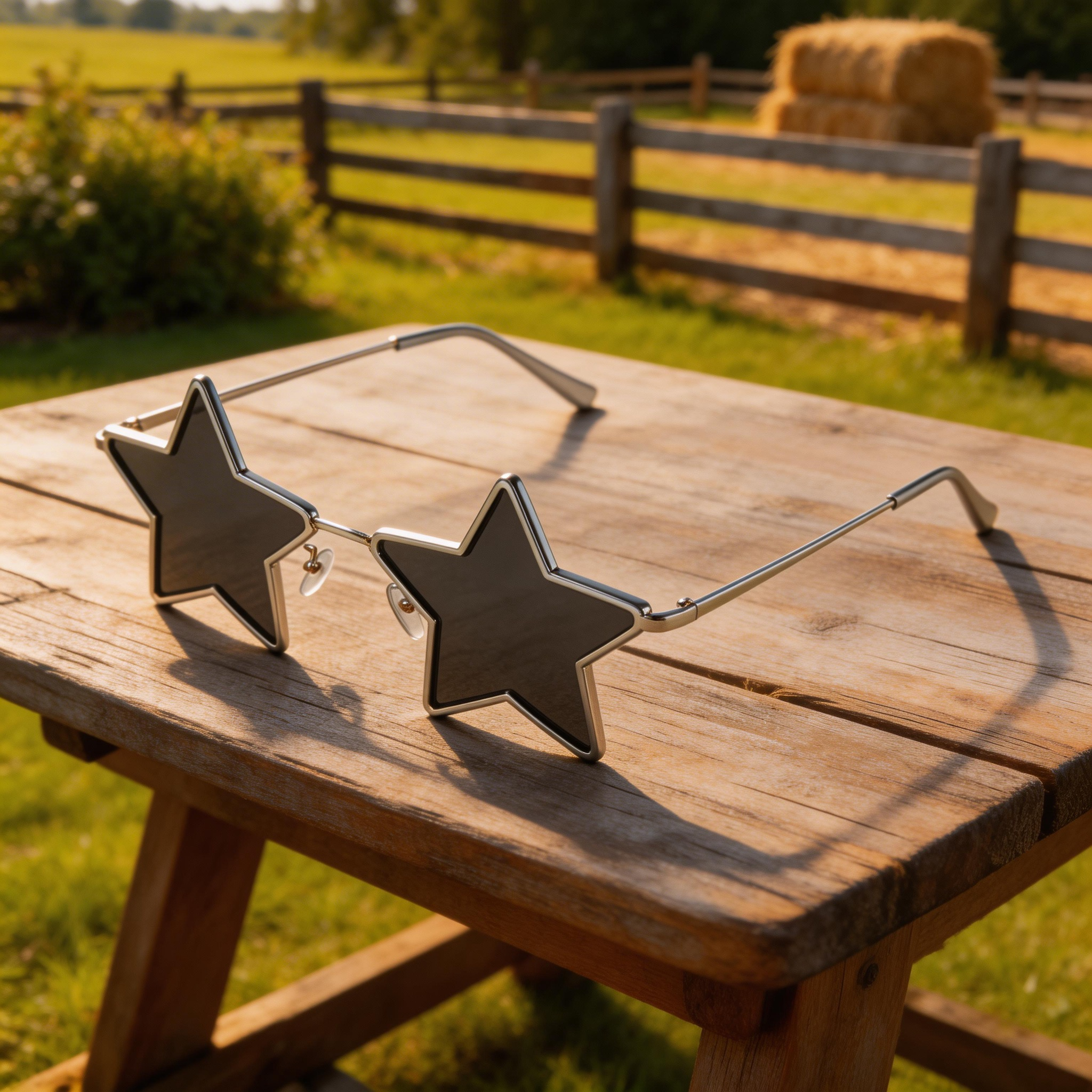 ✨ Trendy | Metal Frame | Fun & Bold Fashion | Perfect for Trendsetters | Star-Shaped Black Lenses