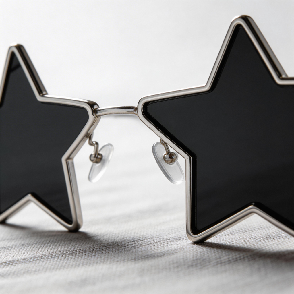 ✨ Trendy | Metal Frame | Fun & Bold Fashion | Perfect for Trendsetters | Star-Shaped Black Lenses