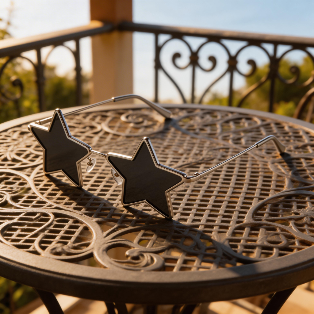 ✨ Trendy | Metal Frame | Fun & Bold Fashion | Perfect for Trendsetters | Star-Shaped Black Lenses