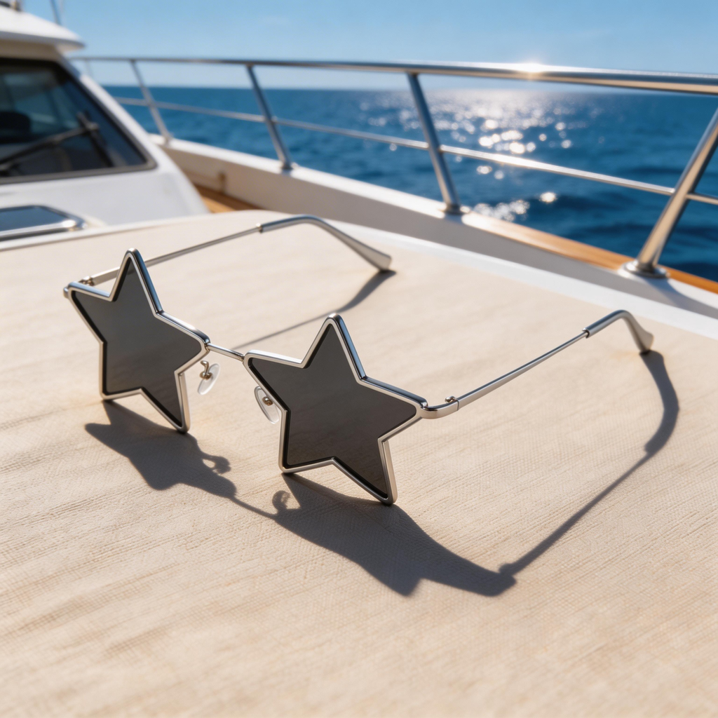 ✨ Trendy | Metal Frame | Fun & Bold Fashion | Perfect for Trendsetters | Star-Shaped Black Lenses