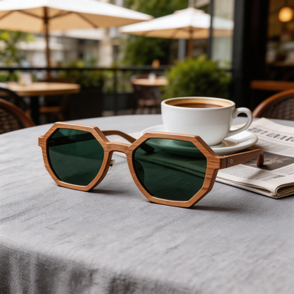 ✨ Stylish | Wooden Frame | Eco-Friendly Fashion | Ideal for Nature Lovers | Bold Green Lenses
