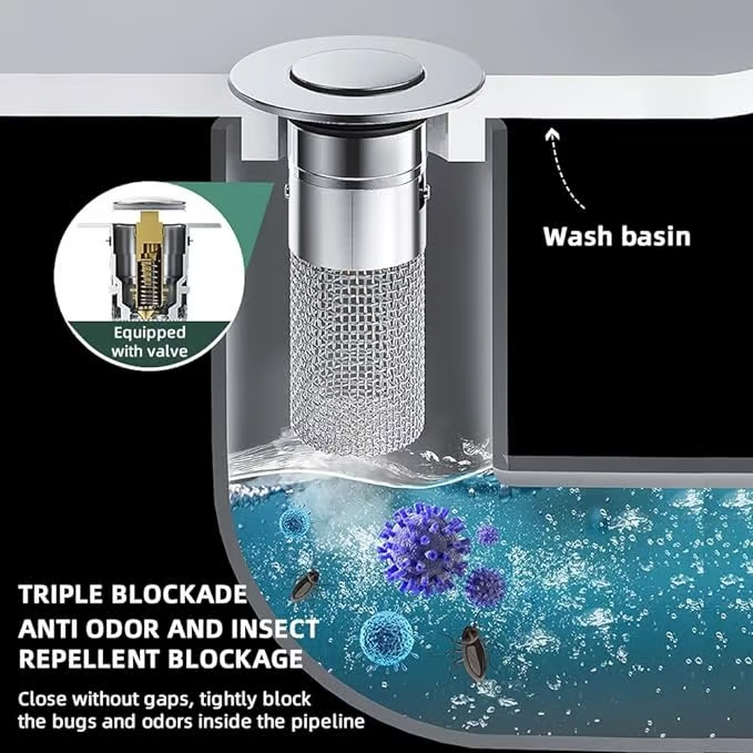 🔥Last Day Promotion 69% OFF🔥Pop Up Sink Drain Strainer----🛀Removes odors and prevents blockages