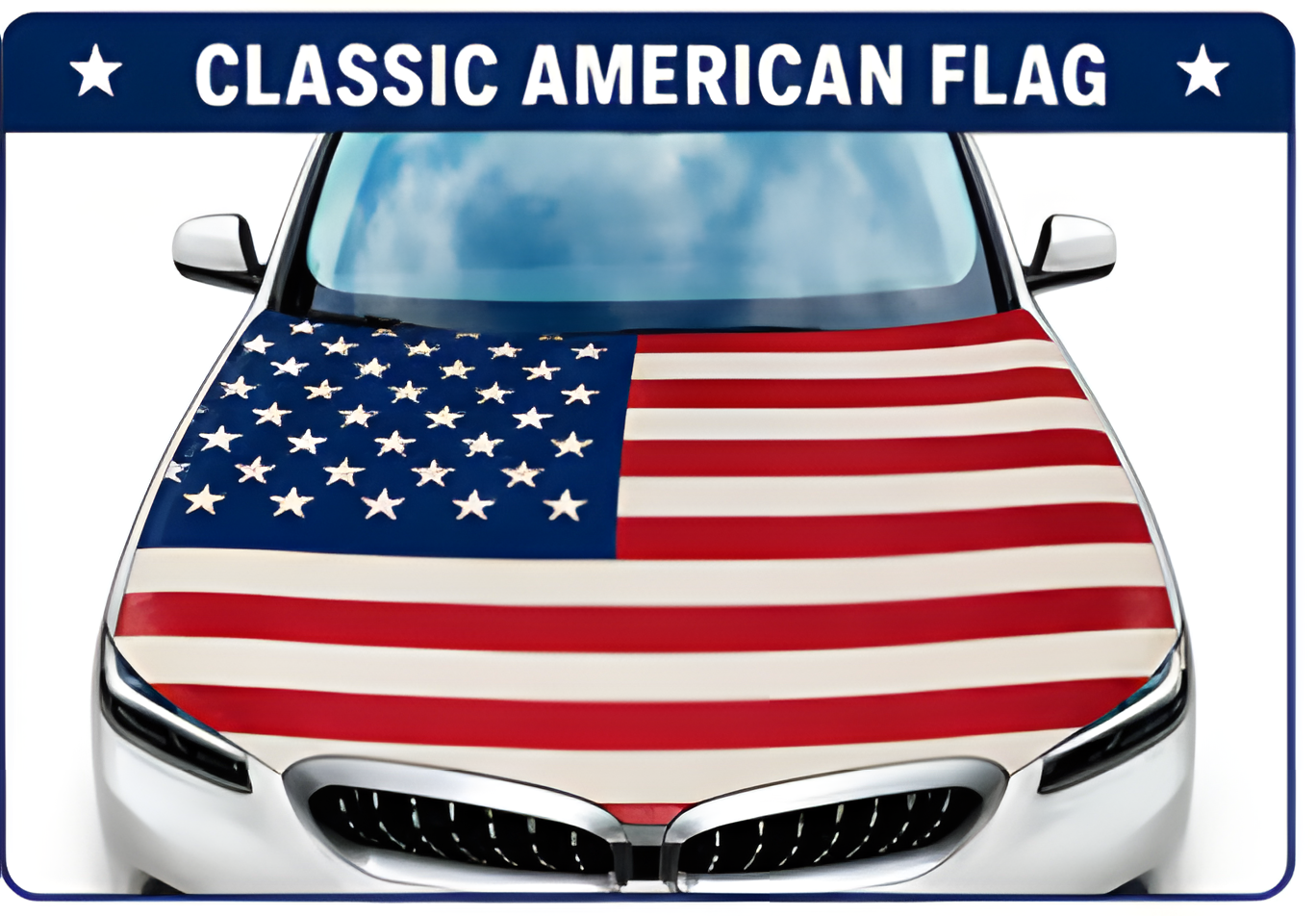 🇺🇸 Universal American Hood Flag Cover 🔥 Secure Buckle Design for Stable Highway Driving 🦅 Fits Most Cars, SUVs & Pickups【Buy 2 Free Shipping】